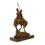 Bronzeskulptur Bronzefigur Bergabfahrt Bergabreiten