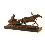 Bronzeskulptur Bronzefigur Pferd Zieht Einen Schlitten