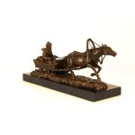 Bronzeskulptur Bronzefigur Pferd Zieht Einen Schlitten