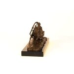 Bronzeskulptur Bronzefigur Pferd Zieht Einen Schlitten