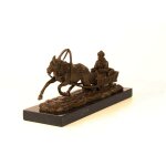 Bronzeskulptur Bronzefigur Pferd Zieht Einen Schlitten