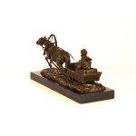 Bronzeskulptur Bronzefigur Pferd Zieht Einen Schlitten