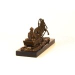 Bronzeskulptur Bronzefigur Pferd Zieht Einen Schlitten
