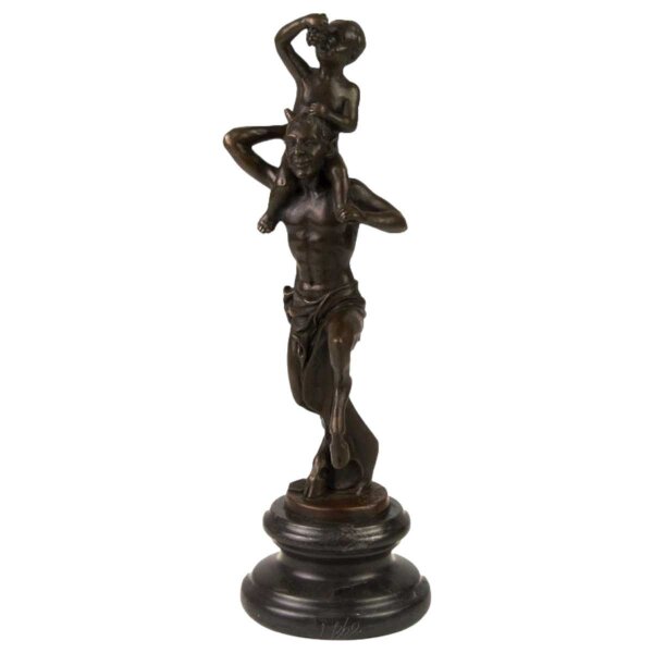 Bronzeskulptur Bronzefigur Faun mit Kleinem Bacchus