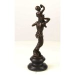 Bronzeskulptur Bronzefigur Faun mit Kleinem Bacchus
