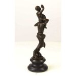 Bronzeskulptur Bronzefigur Faun mit Kleinem Bacchus