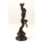 Bronzeskulptur Bronzefigur Faun mit Kleinem Bacchus