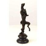 Bronzeskulptur Bronzefigur Faun mit Kleinem Bacchus
