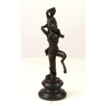 Bronzeskulptur Bronzefigur Faun mit Kleinem Bacchus