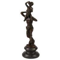 Bronzeskulptur Bronzefigur Faun mit Kleinem Bacchus