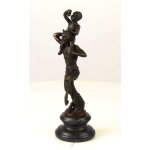 Bronzeskulptur Bronzefigur Faun mit Kleinem Bacchus