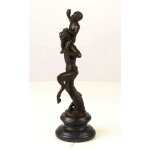 Bronzeskulptur Bronzefigur Faun mit Kleinem Bacchus
