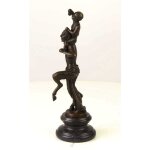 Bronzeskulptur Bronzefigur Faun mit Kleinem Bacchus