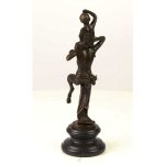 Bronzeskulptur Bronzefigur Faun mit Kleinem Bacchus