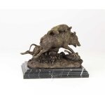 Bronzeskulptur Bronzefigur Hunde Greifen Wildschwein An