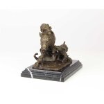 Bronzeskulptur Bronzefigur Hunde Greifen Wildschwein An