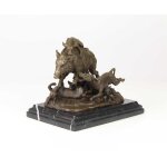 Bronzeskulptur Bronzefigur Hunde Greifen Wildschwein An