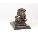 Bronzeskulptur Bronzefigur Hunde Greifen Wildschwein An