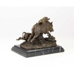 Bronzeskulptur Bronzefigur Hunde Greifen Wildschwein An