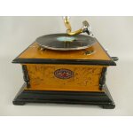 Trichtergrammophon Grammophon Holz Quadratisch geschnitzt