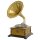 Trichtergrammophon Grammophon Holz Quadratisch geschnitzt