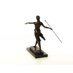 Bronzeskulptur Bronzefigur Frau Amazonen Kriegerin mit Speer
