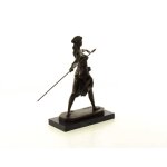 Bronzeskulptur Bronzefigur Frau Amazonen Kriegerin mit Speer