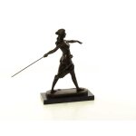 Bronzeskulptur Bronzefigur Frau Amazonen Kriegerin mit Speer