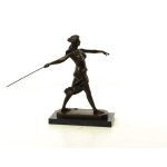Bronzeskulptur Bronzefigur Frau Amazonen Kriegerin mit Speer
