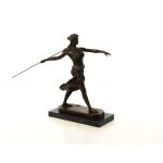Bronzeskulptur Bronzefigur Frau Amazonen Kriegerin mit Speer