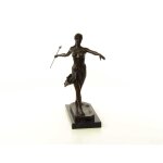 Bronzeskulptur Bronzefigur Frau Amazonen Kriegerin mit Speer