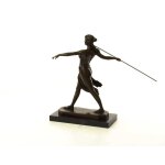 Bronzeskulptur Bronzefigur Frau Amazonen Kriegerin mit Speer