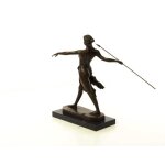 Bronzeskulptur Bronzefigur Frau Amazonen Kriegerin mit Speer