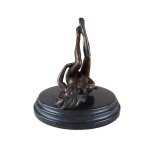 Bronzeskulptur Bronzefigur Erotik Frau Liegend Auf Dem Boden Art-Deco-Stil #46518