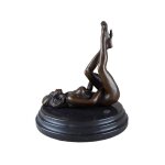 Bronzeskulptur Bronzefigur Erotik Frau Liegend Auf Dem Boden Art-Deco-Stil #46518