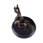 Bronzeskulptur Bronzefigur Erotik Frau Liegend Auf Dem Boden Art-Deco-Stil #46518