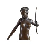 Bronzeskulptur Bronzefigur Diana mit Hund