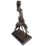 Bronzeskulptur Bronzefigur Diana mit Hund