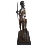 Bronzeskulptur Bronzefigur Diana mit Hund
