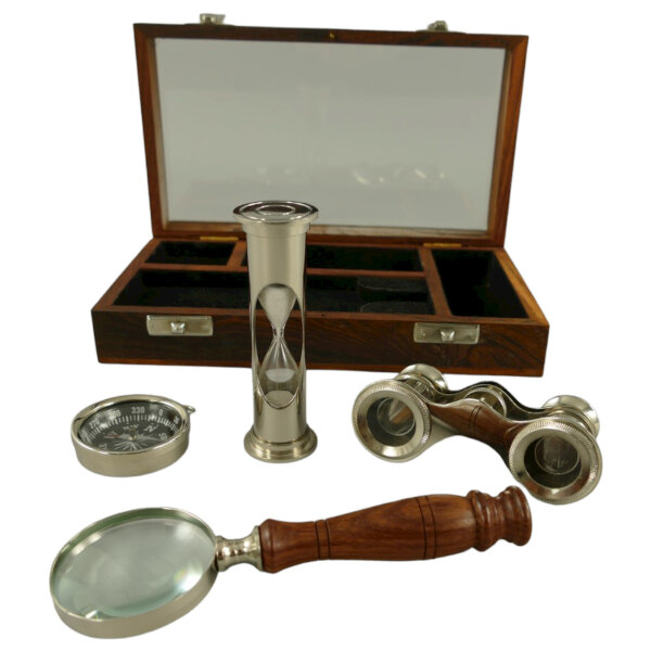 Nautikset Vernickelt Holzdose L 22cm