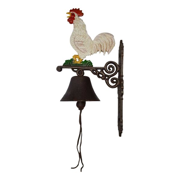 Wandglocke Türglocke Türklopfer Figürchen Gusseisen Krähender Hahn