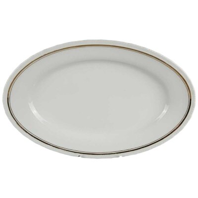 Servierplatte Fleischplatte Steakplatte Goldrand 33,2x21,6 cm Schönwald Form 301 Weiß gebraucht - gut