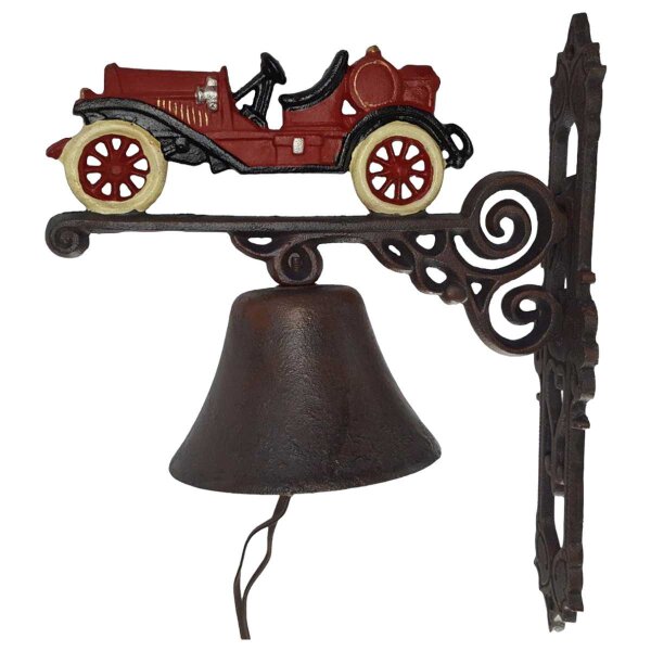 Wandglocke Türglocke Türklopfer Figürchen Gusseisen Oldtimer rot H 32 cm