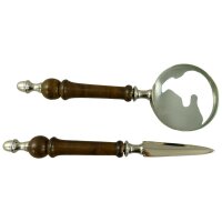 Brieföffner/Lupe Liegend Ständer Vernickelt L 24cm