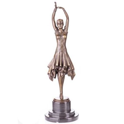 Bronzeskulptur Bronzefigur Tänzerin nach D.H.Chiparus Art-Deco-Stil
