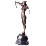 Bronze Skulptur Figur Bronzeskulptur Bronzefigur Scarf Dancer Weiblicher Akt nach D.H.Chiparus Art-Deco-Stil