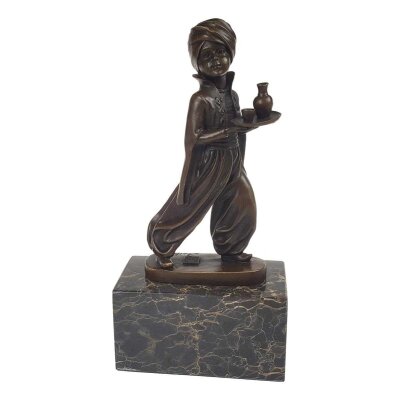 Bronzeskulptur Bronzefigur Orientalischer Diener Oriental Waiter Art-Deco-Stil