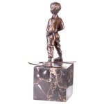 Bronzeskulptur Bronzefigur Junge mit Ski The Boy Skier...