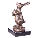 Bronze Skulptur Figur Bronzeskulptur Bronzefigur Osterhase mit Osterei Ostern