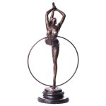 Bronzeskulptur Bronzefigur Gymnastin mit Ring